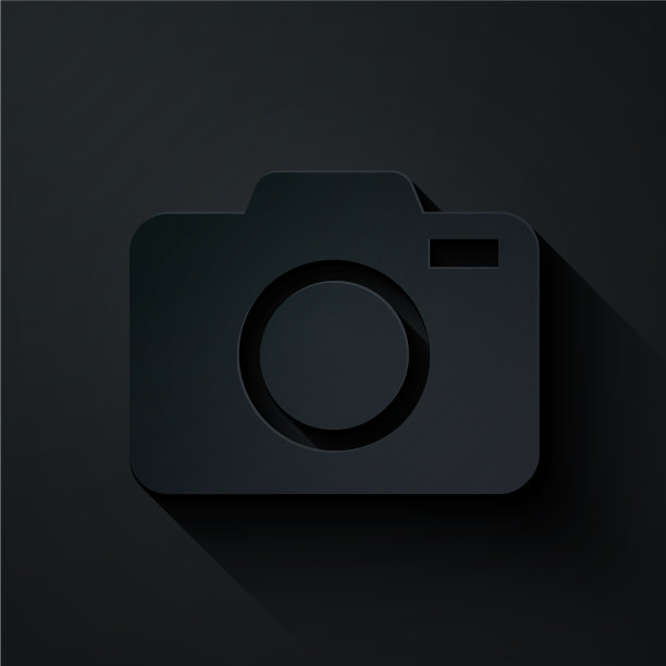 剪纸照片相机图标孤立在黑色图片下载