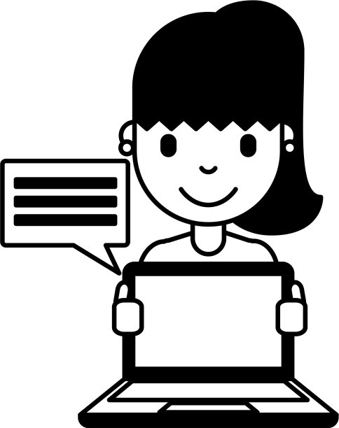 带笔记本电脑的女人卡通图片下载