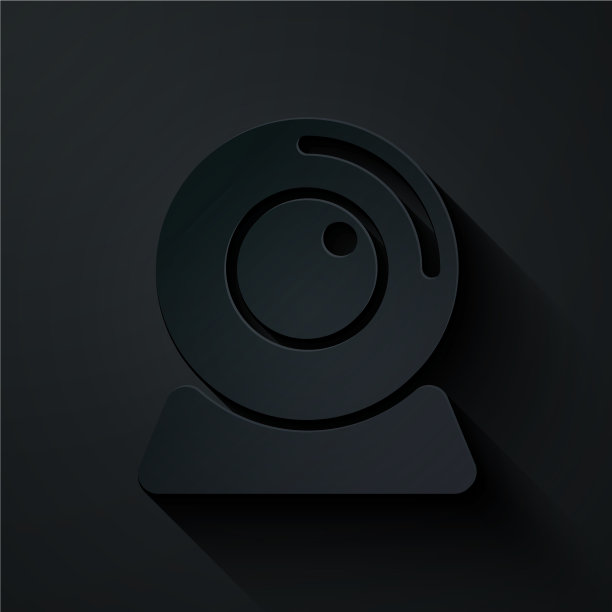 剪纸网络相机图标孤立在黑色图片下载