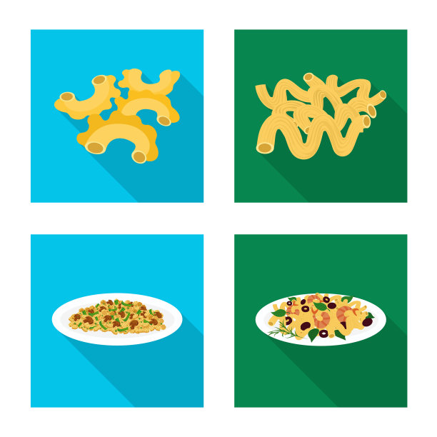 设计意大利面和碳水化合物标志集图片下载