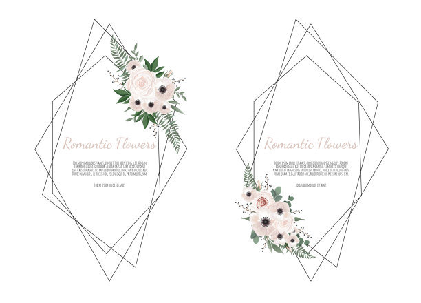 卡片与树叶和几何框架花卉图片下载