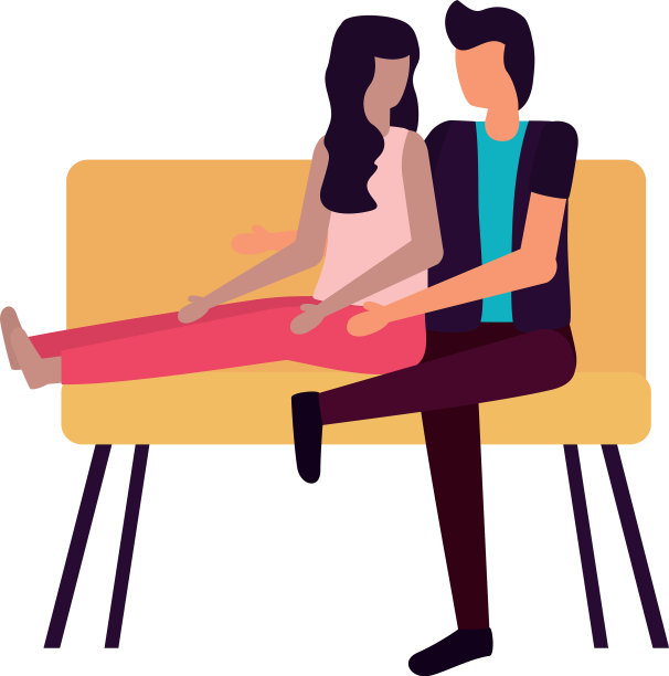 年轻的情侣坐在公园的椅子上图片下载