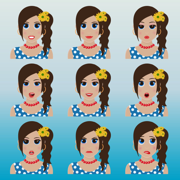 给可爱的女孩设置花的表情图片下载