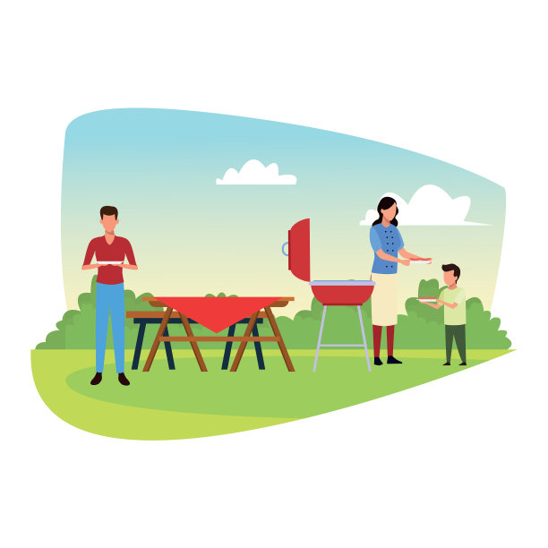 户外烧烤和野餐设计丰富多彩图片下载