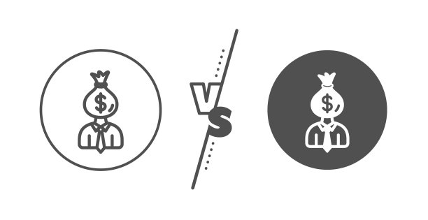 商人收入线图标美元钱袋图片下载