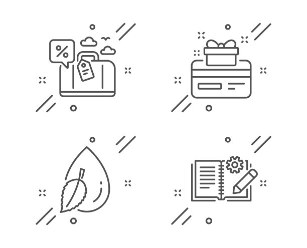 旅游贷款水滴和忠诚卡图标集图片下载