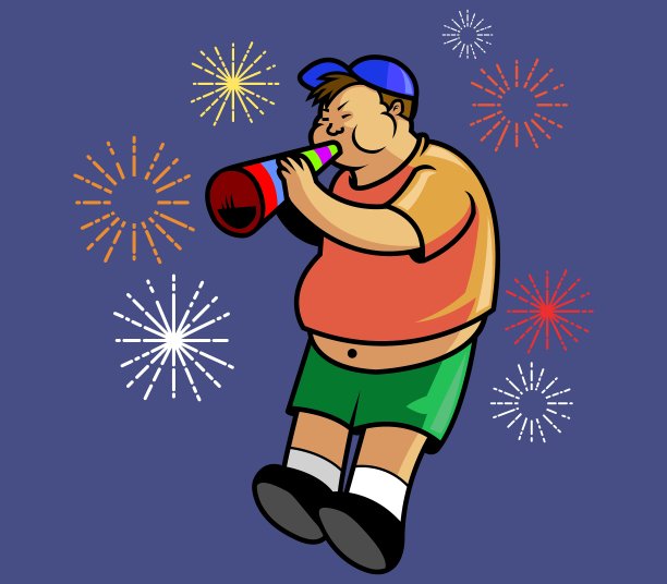 男孩和新年喇叭图片下载