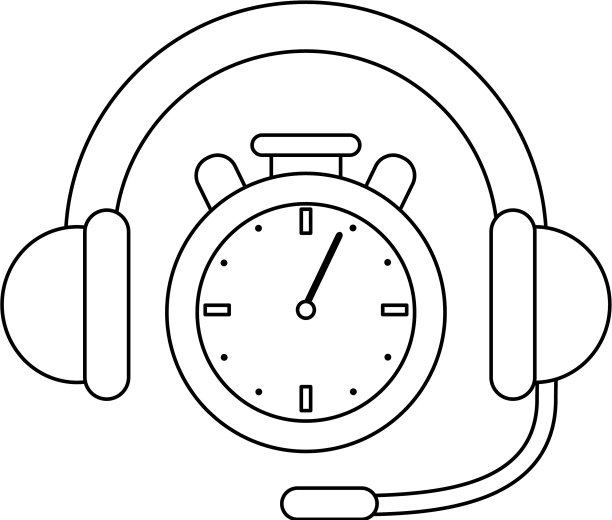 呼叫中心耳机和时钟计时器黑色和图片下载