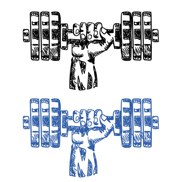 手拿哑铃素描图片下载