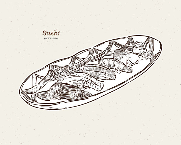寿司握拍集手绘素描图片下载