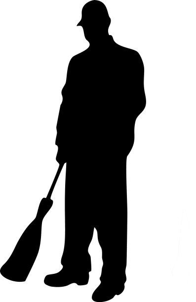 清洁工男性剪影在白色的背景图片下载