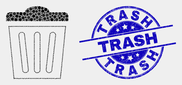 像素垃圾桶图标和刮花垃圾图片下载