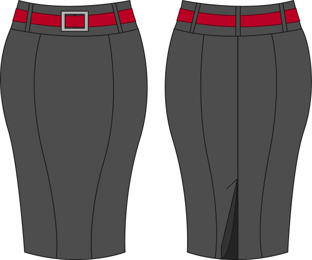 黑色深灰色铅笔裙孤立在白色上图片下载