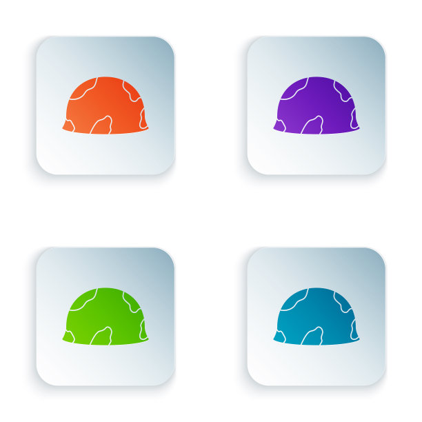 彩色军用头盔图标孤立在白色图片下载