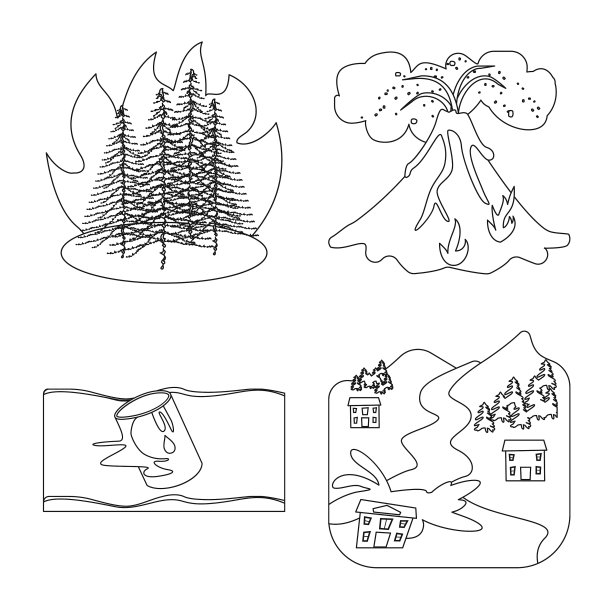 设计灾难和灾难图标集图片下载