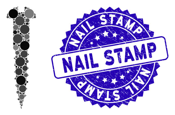 拼贴螺丝图标与垃圾钉子邮票图片下载