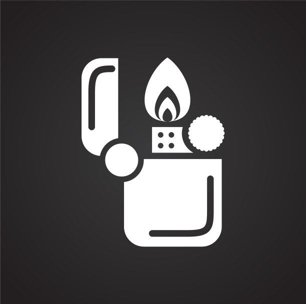 露营打火机图标的黑色背景图片下载