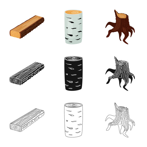 孤立的对象树和原始的图标集树图片下载