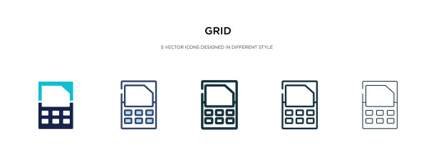 不同样式的网格图标有两种颜色和图片下载