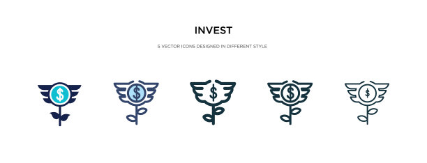 投资图标在不同的风格，两种颜色和图片下载