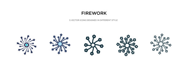 烟花图标有两种不同的风格和颜色图片下载