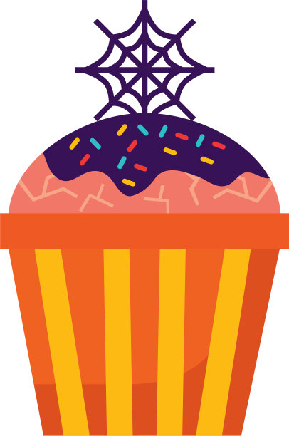 万圣节甜甜的纸杯蛋糕孤立的图标图片下载