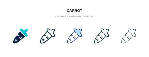 胡萝卜图标有两种不同的颜色和风格图片下载