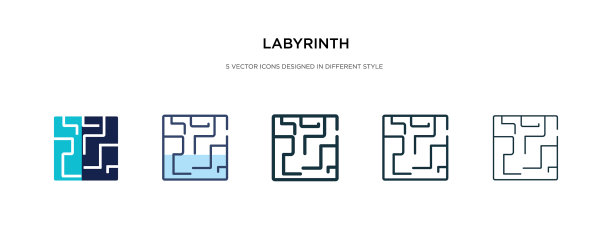 迷宫图标有不同的两种颜色风格图片下载