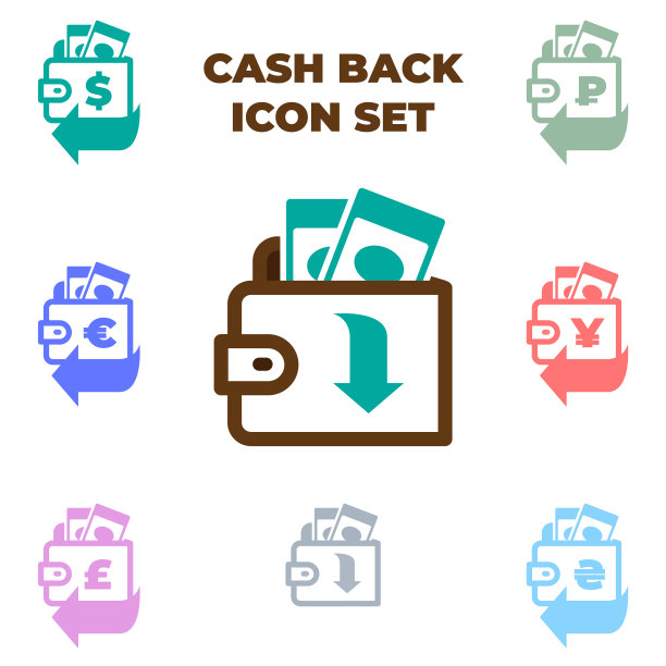 棕色钱包与纸币图标孤立图片下载