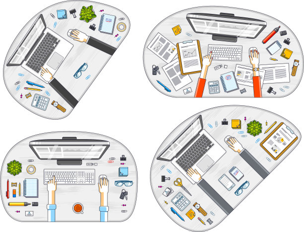 用电脑工作的办公室职员或企业家图片下载