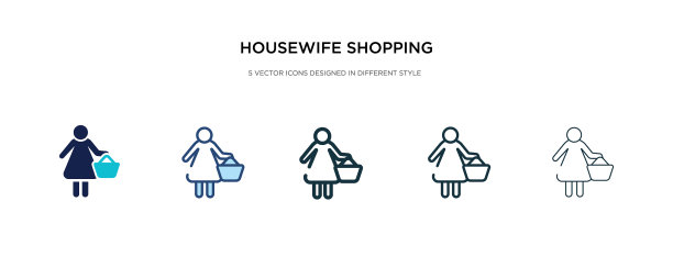 家庭主妇购物偶像在不同的风格两图片下载