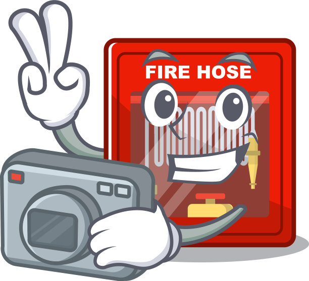 摄影师用卡通造型的消防水带柜图片下载