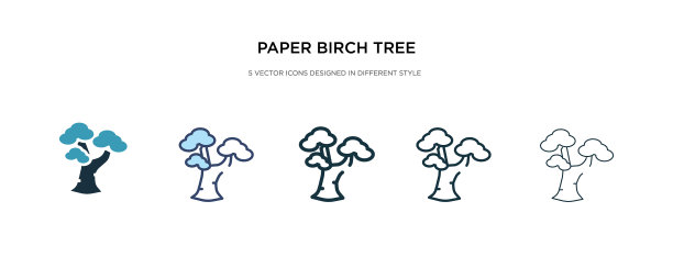 纸桦树图标有两种不同的风格图片下载