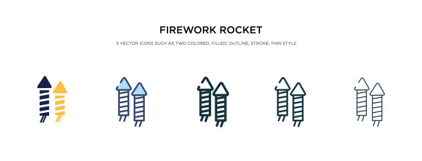 烟火火箭图标有两种不同的风格图片下载