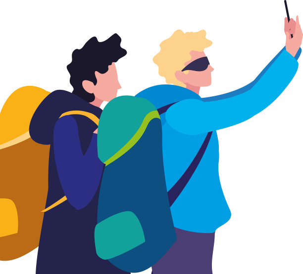 带着背包和智能手机的旅行者图片下载