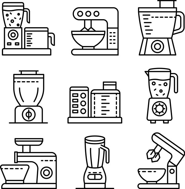 食品处理器图标设置轮廓风格图片下载