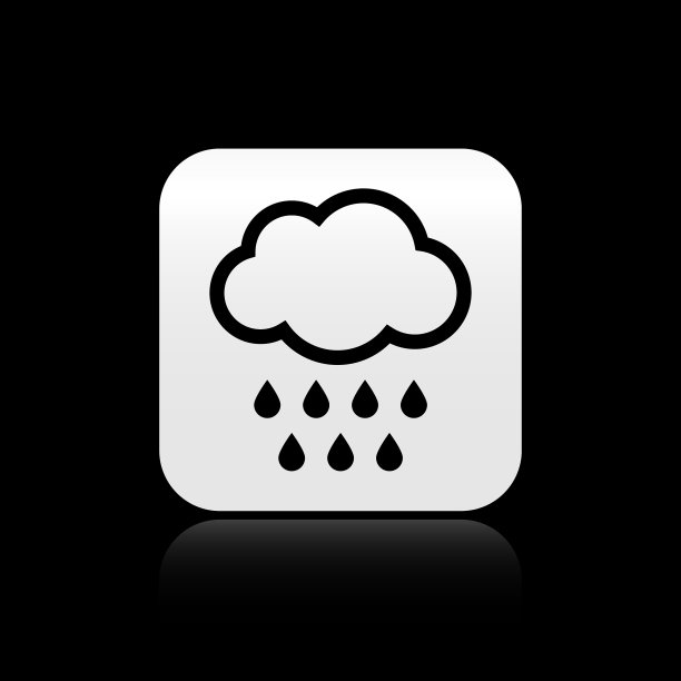 黑色的云与雨的图标孤立在黑色图片下载