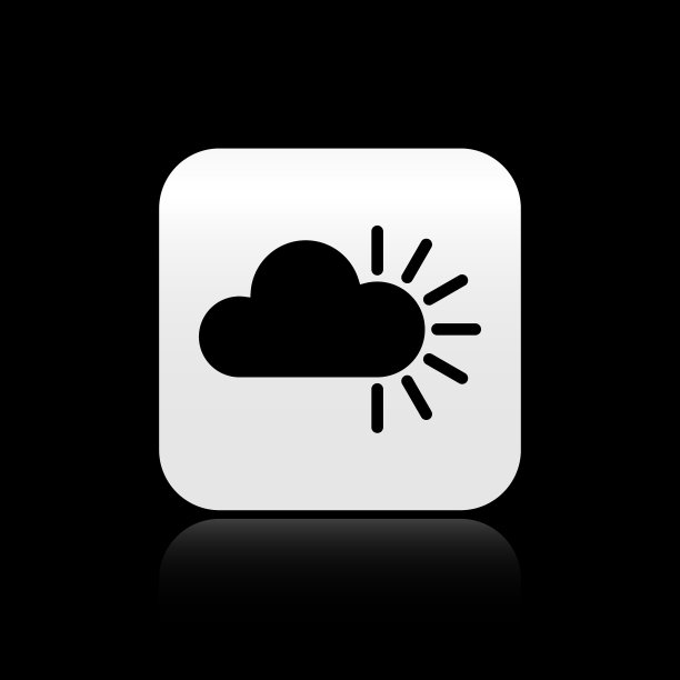 黑色多云图标孤立在黑色背景图片下载