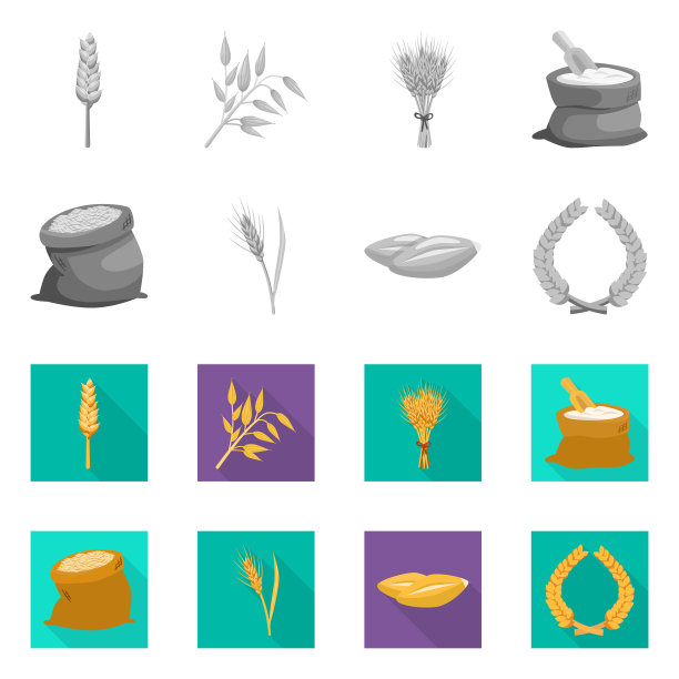 设计谷物和收获标志集图片下载