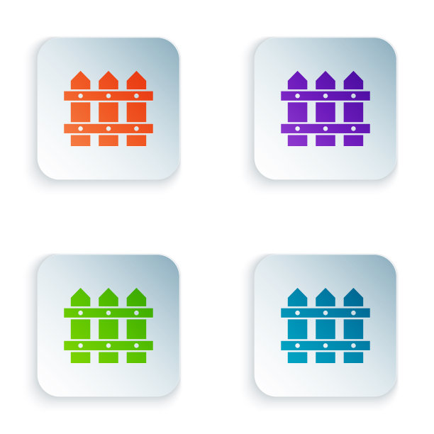 彩色花园栅栏木制图标孤立在白色图片下载