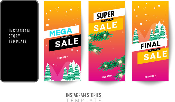 冬季超级销售横幅或海报模板图片下载