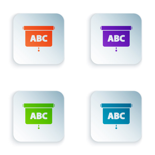 彩色黑板图标孤立在白色背景图片下载