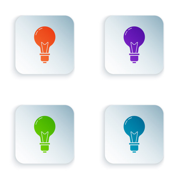 彩色灯泡与概念概念图标图片下载