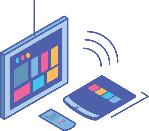 带有遥控器和智能手机的电视屏幕图片下载