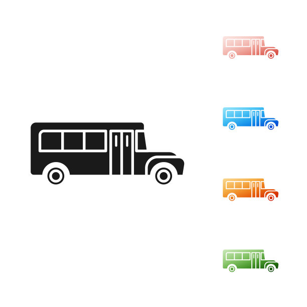 黑色校车图标孤立在白色背景上图片下载