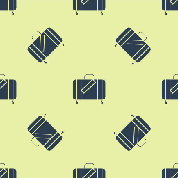 蓝色旅行手提箱和贴纸图标图片下载