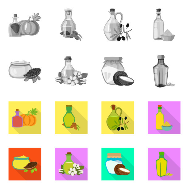 隔离对象健康和蔬菜图标集图片下载