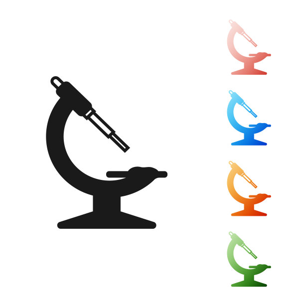 黑色显微镜图标孤立在白色背景上图片下载