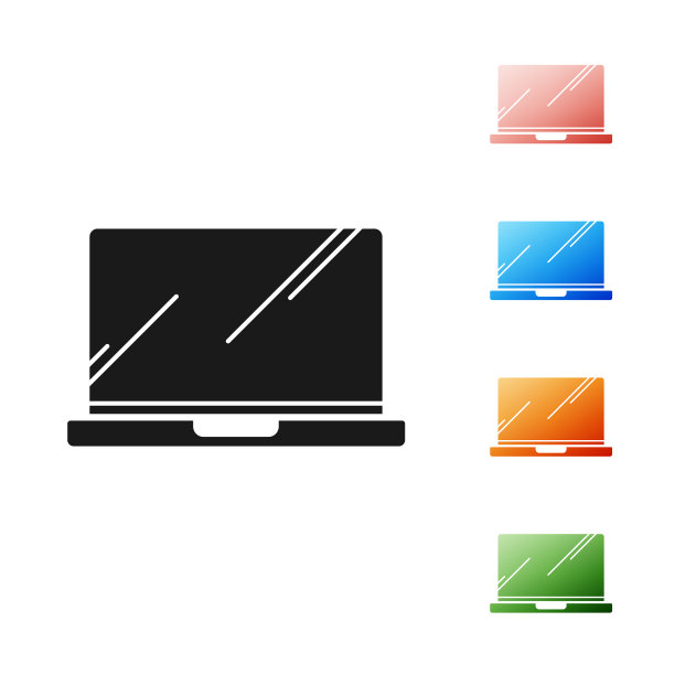 黑色笔记本电脑图标孤立在白色背景图片下载