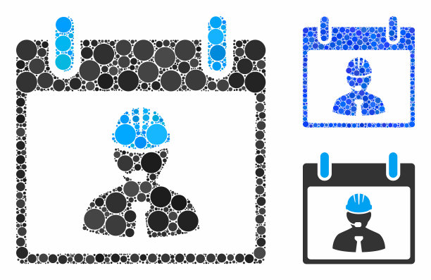 工程师日历页面组成图标圆图片下载